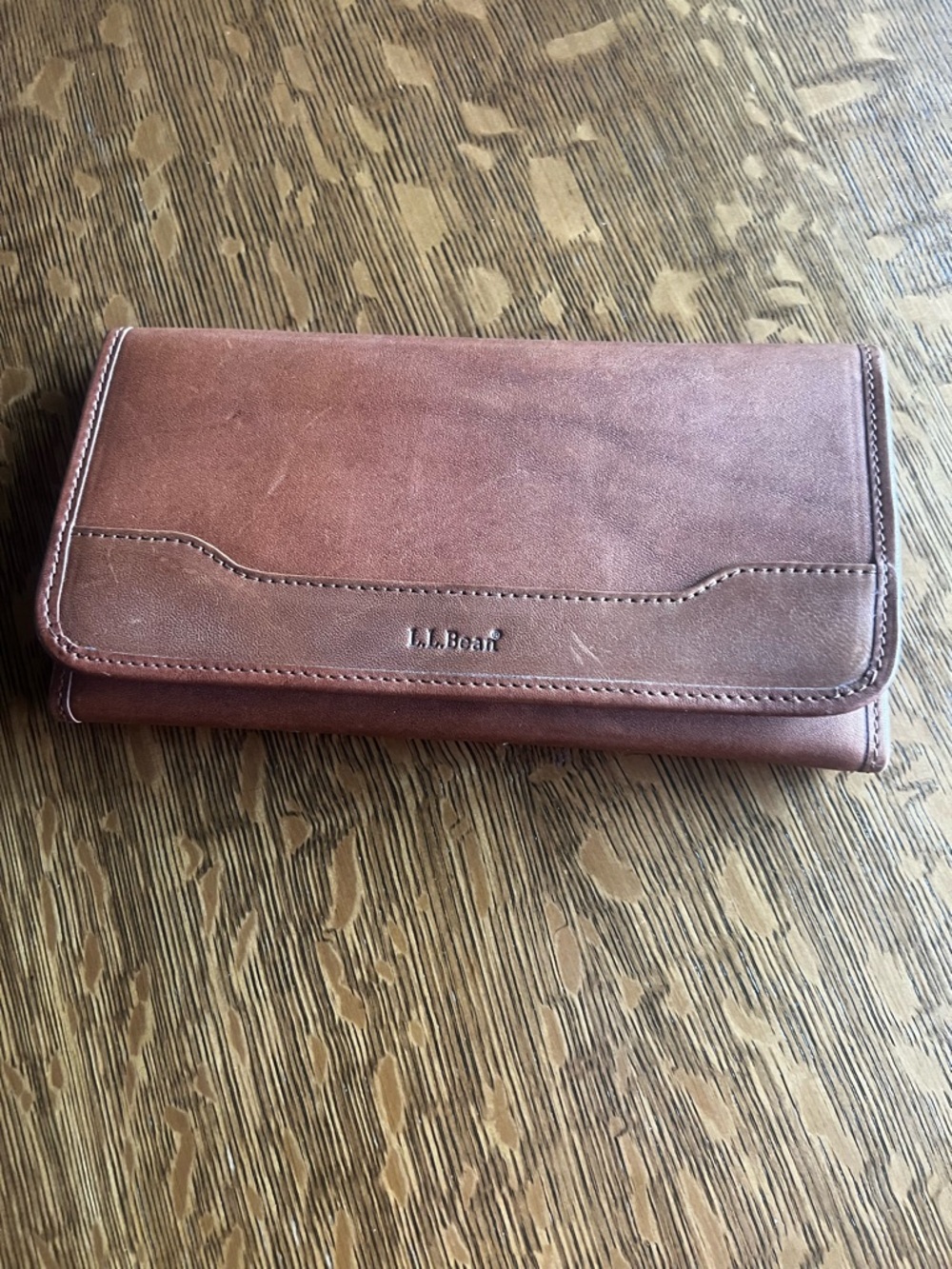 Vintage L.L.Bean Genuine Leather Travel Wallet Passport Holder Organizer Brown